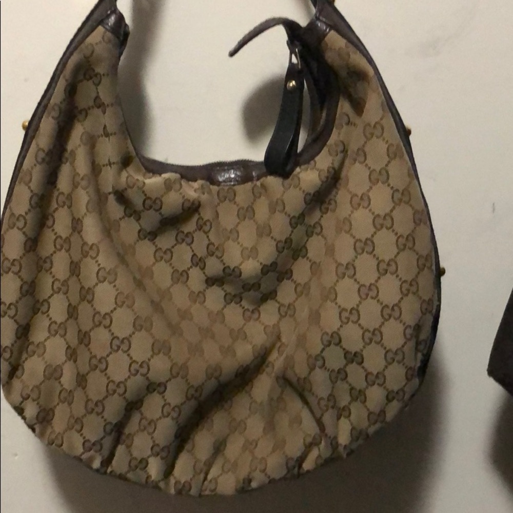 SOLD Gucci GG canvas beige brown hobo